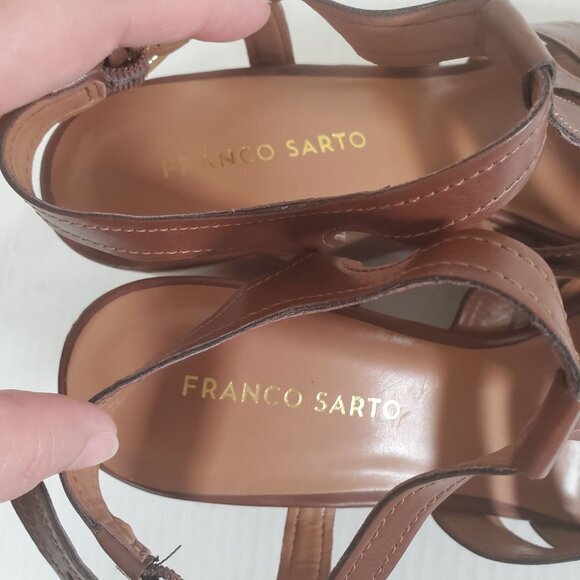 FRANCO SARTO Women platform sandal SZ 10 Marybeth wedge faux cork straps 4" heel - Picture 7 of 9